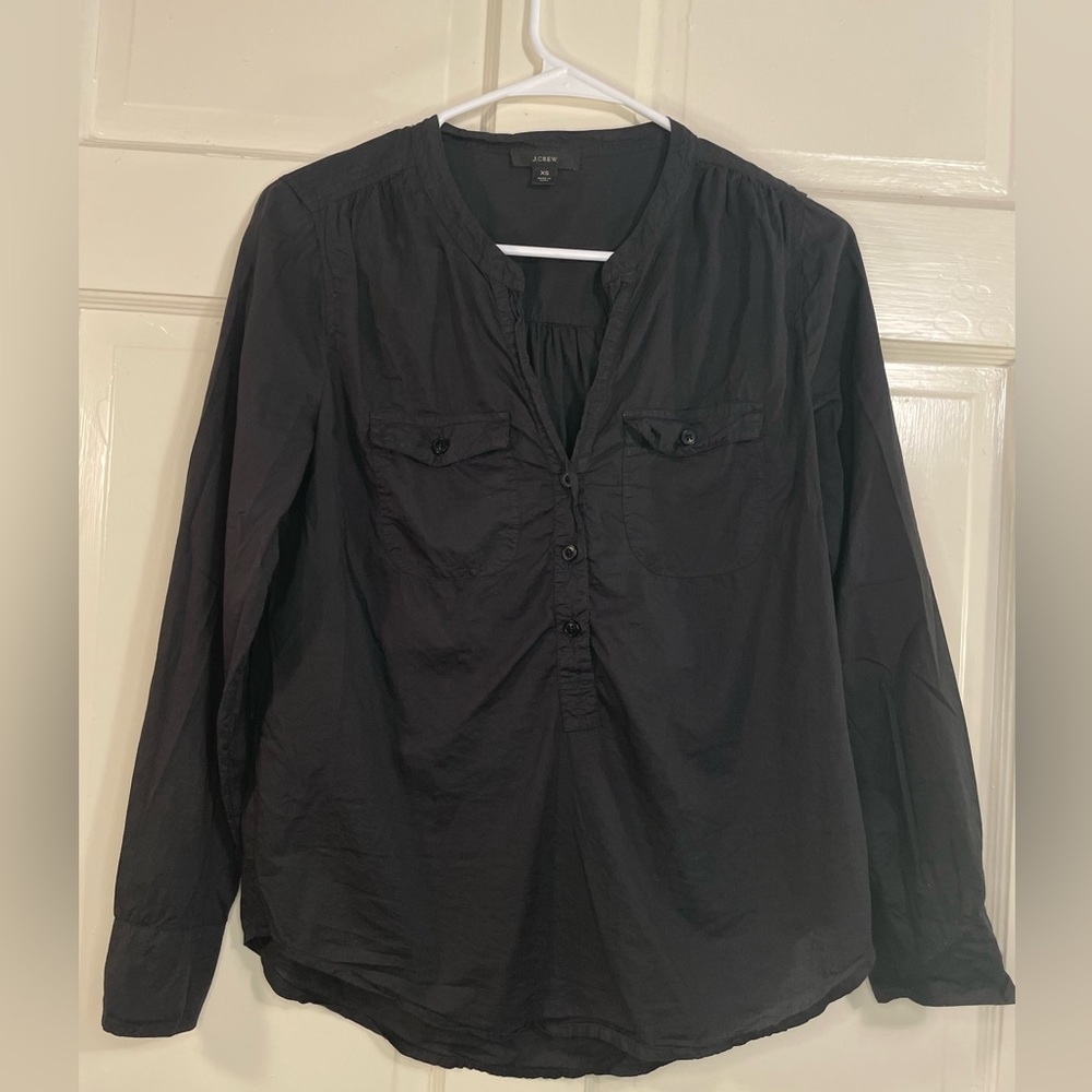 J Crew Black Popover Shirt